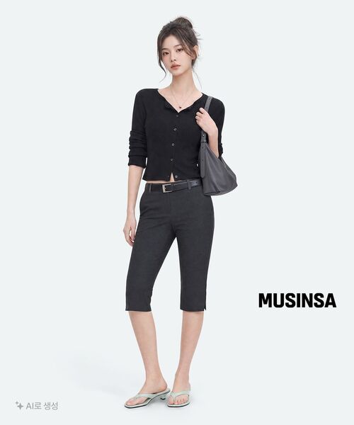 MUSINSA STANDARD WOMAN（ムシンサスタンダードウーマン）の「ウィメンズリネンライクシアージャージカーディガン[ブラック]（カーディガン/ボレロ・レディース・その他・SMALL/MEDIUM/LARGE/X-SMALL）」の2枚目の写真