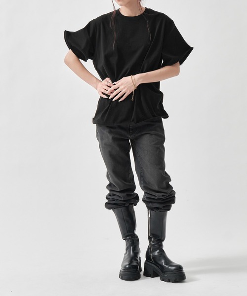INSCRIRE（アンスクリア）の「Raffy Gauze Wire Tee（Tシャツ/カットソー・レディース・グレー/ブラック/ホワイト・FREE）」の3枚目の写真