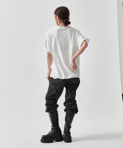 INSCRIRE（アンスクリア）の「Raffy Gauze Wire Tee（Tシャツ/カットソー・レディース・グレー/ブラック/ホワイト・FREE）」の5枚目の写真