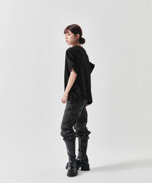 INSCRIRE（アンスクリア）の「Raffy Gauze Wire Tee（Tシャツ/カットソー・レディース・グレー/ブラック/ホワイト・FREE）」の6枚目の写真