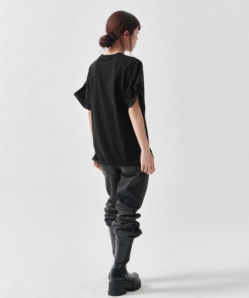 INSCRIRE（アンスクリア）の「Raffy Gauze Wire Tee（Tシャツ/カットソー・レディース・グレー/ブラック/ホワイト・FREE）」の8枚目の写真