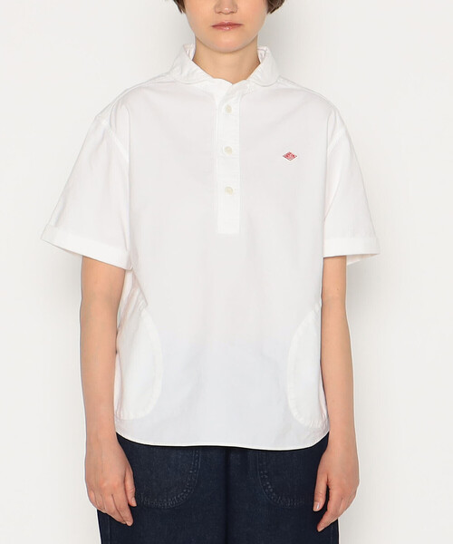 トップス OU Women's Oxford Round Collar Short Sleeve Pullover Shirt（シャツ