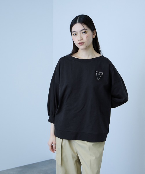 VICKY(ビッキー)の「【大人の抜け感】ワッペンマルチネックスウェット(Tシャツ/カットソー・レディース・ブルー系その他/ダークネイビー/アイボリー・M)」の3枚目の写真