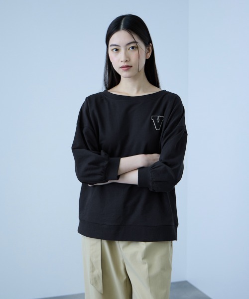 VICKY(ビッキー)の「【大人の抜け感】ワッペンマルチネックスウェット(Tシャツ/カットソー・レディース・ブルー系その他/ダークネイビー/アイボリー・M)」の18枚目の写真