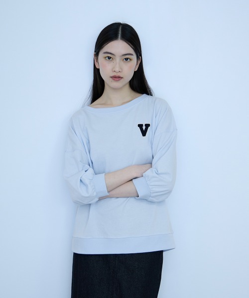 VICKY(ビッキー)の「【大人の抜け感】ワッペンマルチネックスウェット(Tシャツ/カットソー・レディース・ブルー系その他/ダークネイビー/アイボリー・M)」の11枚目の写真
