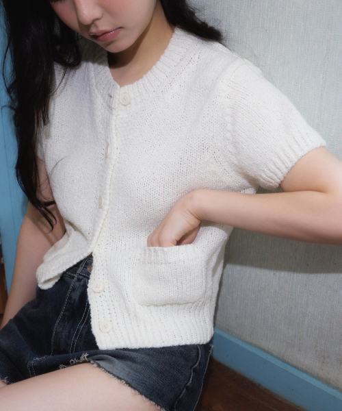 ROSEFRANTZ（ロゼフランツ）の「Pocket short sleeve knit cardigan [Ivory]（カーディガン/ボレロ・レディース・アイボリー・OS）」の3枚目の写真