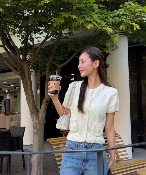 ROSEFRANTZ（ロゼフランツ）の「Pocket short sleeve knit cardigan [Ivory]（カーディガン/ボレロ・レディース・アイボリー・OS）」の2枚目の写真