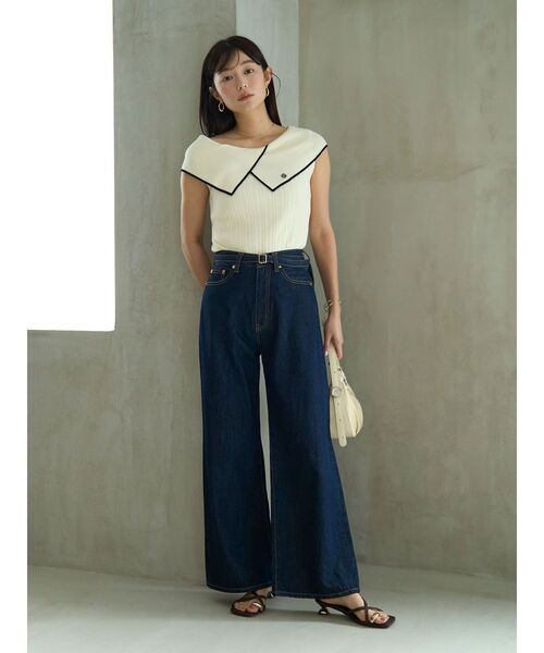 LAGUNAMOON(ラグナムーン)の「アシメカラーネックニット 【夏服】(ニット/セーター・レディース・ホワイト/ライム/ブラウン・FREE)」の6枚目の写真