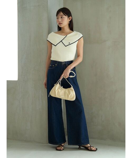 LAGUNAMOON(ラグナムーン)の「アシメカラーネックニット 【夏服】(ニット/セーター・レディース・ホワイト/ライム/ブラウン・FREE)」の8枚目の写真
