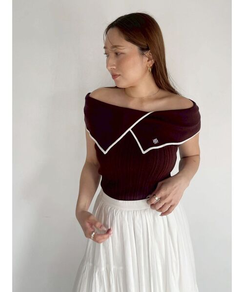 LAGUNAMOON(ラグナムーン)の「アシメカラーネックニット 【夏服】(ニット/セーター・レディース・ホワイト/ライム/ブラウン・FREE)」の17枚目の写真