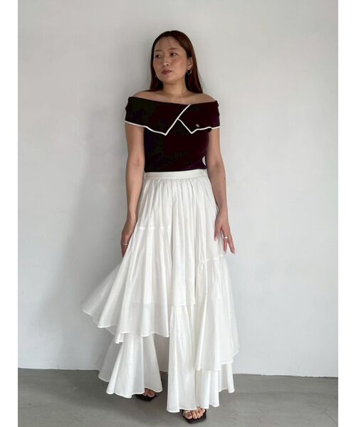 LAGUNAMOON(ラグナムーン)の「アシメカラーネックニット 【夏服】(ニット/セーター・レディース・ホワイト/ライム/ブラウン・FREE)」の18枚目の写真
