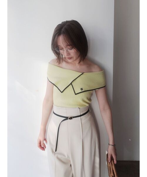 LAGUNAMOON(ラグナムーン)の「アシメカラーネックニット 【夏服】(ニット/セーター・レディース・ホワイト/ライム/ブラウン・FREE)」の20枚目の写真