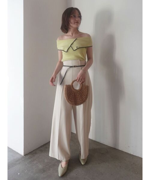 LAGUNAMOON(ラグナムーン)の「アシメカラーネックニット 【夏服】(ニット/セーター・レディース・ホワイト/ライム/ブラウン・FREE)」の22枚目の写真