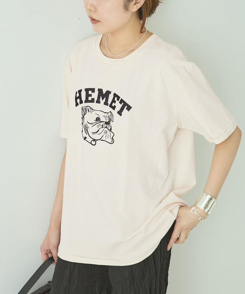 MIXTA（ミクスタ）の「MIXTA/ミクスタ HEMET CREW Tシャツ（Tシャツ/カットソー・レディース・アイボリー/ブラック・LARGE）」の2枚目の写真