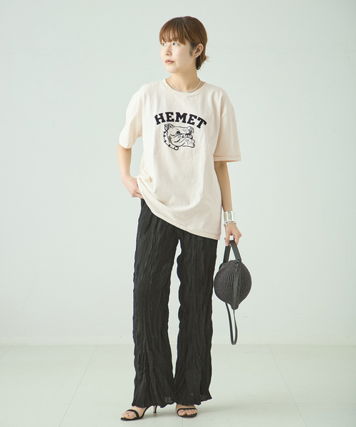 MIXTA（ミクスタ）の「MIXTA/ミクスタ HEMET CREW Tシャツ（Tシャツ/カットソー・レディース・アイボリー/ブラック・LARGE）」の4枚目の写真