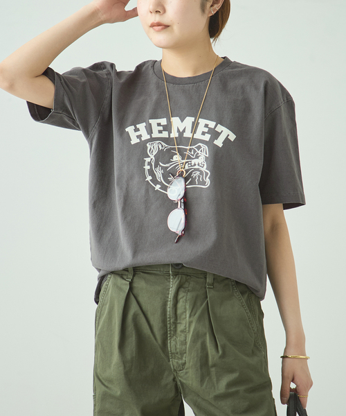 MIXTA（ミクスタ）の「MIXTA/ミクスタ HEMET CREW Tシャツ（Tシャツ/カットソー・レディース・アイボリー/ブラック・LARGE）」の5枚目の写真