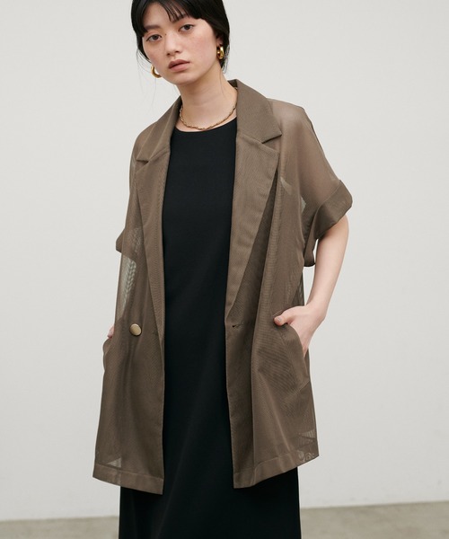 LARUTA（ラルータ）の「【LARUTA】半袖メッシュジャケット（テーラードジャケット・レディース・ブラック/アイボリー/ブラウン系その他・FREE）」の15枚目の写真