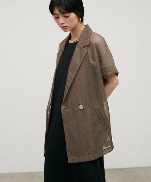 LARUTA（ラルータ）の「【LARUTA】半袖メッシュジャケット（テーラードジャケット・レディース・ブラック/アイボリー/ブラウン系その他・FREE）」の17枚目の写真