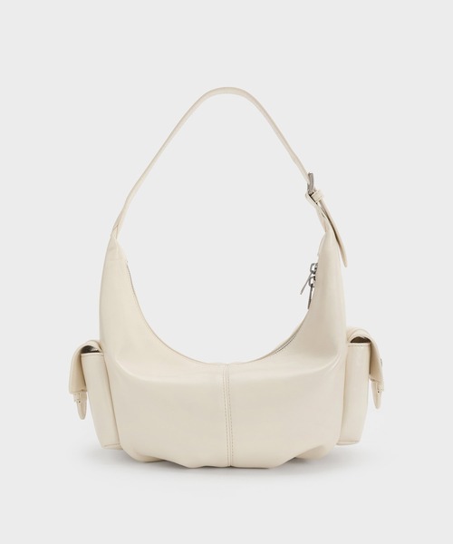 CHARLES & KEITH（チャールズ & キース）の「Bessie ベッシー サイドポケット ホーボーバッグ（ショルダーバッグ・レディース・ダークブラウン系3/スミクロ/クリーム・S）」の11枚目の写真