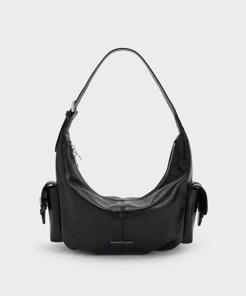 CHARLES & KEITH（チャールズ & キース）の「Bessie ベッシー サイドポケット ホーボーバッグ（ショルダーバッグ・レディース・ダークブラウン系3/スミクロ/クリーム・S）」の19枚目の写真