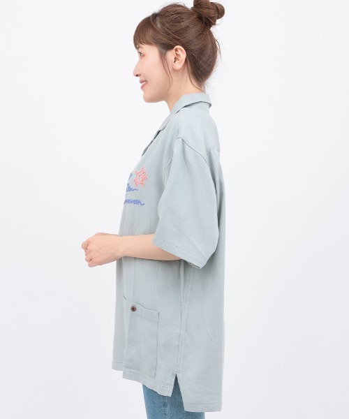 チチカカ(チチカカ)の「go slow caravan リネン混刺繍オープンシャツ【ユニセックス】(シャツ/ブラウス・レディース・オレンジ/ダークブラウン/ブルー・LARGE)」の13枚目の写真