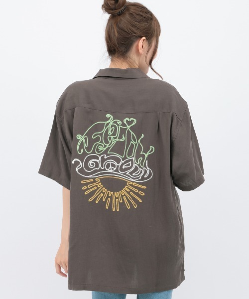 チチカカ(チチカカ)の「go slow caravan リネン混刺繍オープンシャツ【ユニセックス】(シャツ/ブラウス・レディース・オレンジ/ダークブラウン/ブルー・LARGE)」の14枚目の写真