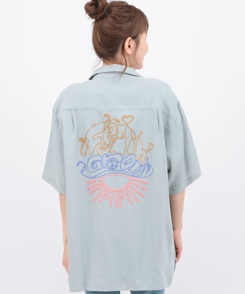 チチカカ(チチカカ)の「go slow caravan リネン混刺繍オープンシャツ【ユニセックス】(シャツ/ブラウス・レディース・オレンジ/ダークブラウン/ブルー・LARGE)」の15枚目の写真