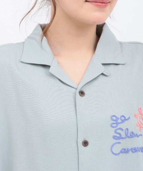 チチカカ(チチカカ)の「go slow caravan リネン混刺繍オープンシャツ【ユニセックス】(シャツ/ブラウス・レディース・オレンジ/ダークブラウン/ブルー・LARGE)」の17枚目の写真