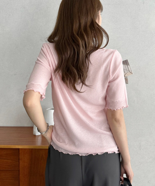 TREOVER（トレオーバー）の「着回し自由自在なリバーシブルシアーリブトップス（Tシャツ/カットソー・レディース・グレー×ホワイト/ブラック×ホワイト/ホワイト×ピンク・FREE）」の5枚目の写真