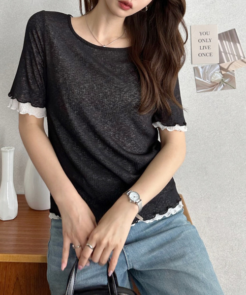 TREOVER（トレオーバー）の「着回し自由自在なリバーシブルシアーリブトップス（Tシャツ/カットソー・レディース・グレー×ホワイト/ブラック×ホワイト/ホワイト×ピンク・FREE）」の7枚目の写真