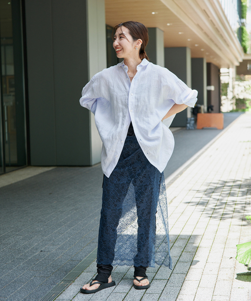 VERMEIL par iena(ヴェルメイユパーイエナ)の「Lace Overlay Scarf(バンダナ/スカーフ・レディース・ブルー系その他/ブラック・FREE)」の6枚目の写真