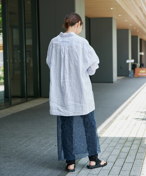 VERMEIL par iena(ヴェルメイユパーイエナ)の「Lace Overlay Scarf(バンダナ/スカーフ・レディース・ブルー系その他/ブラック・FREE)」の8枚目の写真