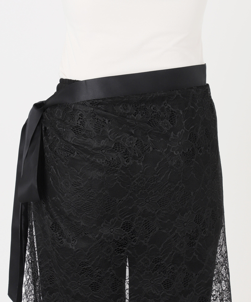 VERMEIL par iena(ヴェルメイユパーイエナ)の「Lace Overlay Scarf(バンダナ/スカーフ・レディース・ブルー系その他/ブラック・FREE)」の16枚目の写真