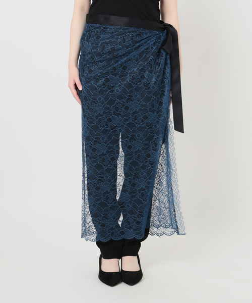 VERMEIL par iena(ヴェルメイユパーイエナ)の「Lace Overlay Scarf(バンダナ/スカーフ・レディース・ブルー系その他/ブラック・FREE)」の22枚目の写真