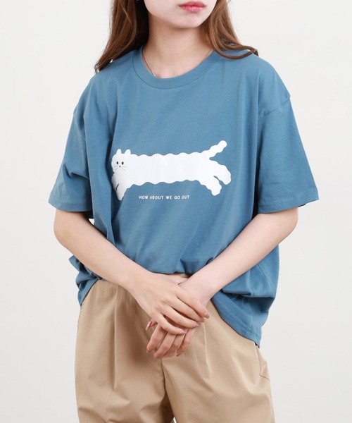 FUNALIVE(ファンアライブ)の「yuruyuruグラフィックTシャツ 半袖(Tシャツ/カットソー・レディース・ブラック/ブルー系その他/ブルー系その他2/ホワイト・M-L)」の4枚目の写真