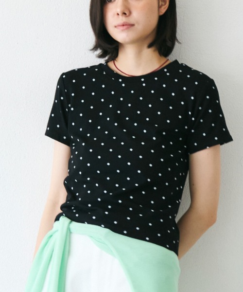 Trish(トリッシュ)の「ドットラウンドTシャツ(Tシャツ/カットソー・レディース・ブラック/アイボリー・FREE)」の19枚目の写真