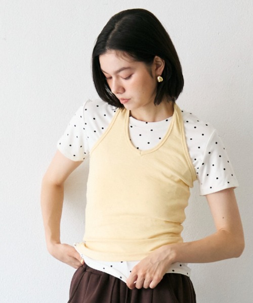 Trish(トリッシュ)の「ドットラウンドTシャツ(Tシャツ/カットソー・レディース・ブラック/アイボリー・FREE)」の12枚目の写真