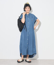 RED KAP/レッドキャップ リヨセルデニム フレンチスリーブ ワンピース/デニムシャツワンピース