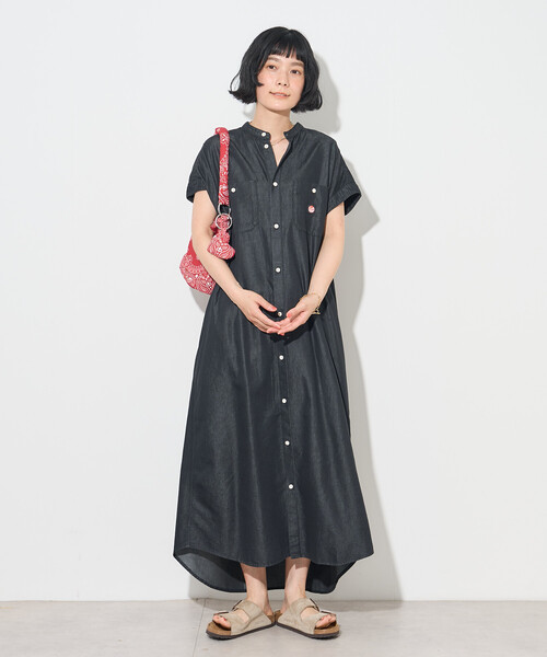 FREAK'S STORE(フリークスストア)の「RED KAP/レッドキャップ リヨセルデニム フレンチスリーブ ワンピース/デニムシャツワンピース(ワンピース・レディース・ブルー/ネイビー/チャコール・MEDIUM/SMALL)」の13枚目の写真