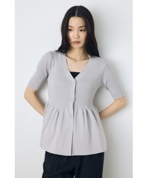 【身長別着用画像あり】ペプラム5分袖ニットカーディガン 春服 夏服 秋服 体系カバー 着やせ