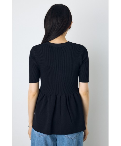 AZUL by moussy(アズールバイマウジー)の「【身長別着用画像あり】ペプラム5分袖ニットカーディガン 春服 夏服 秋服 体系カバー 着やせ(カーディガン/ボレロ・レディース・ライトグレー/アイボリー/ブラック・FREE)」の17枚目の写真