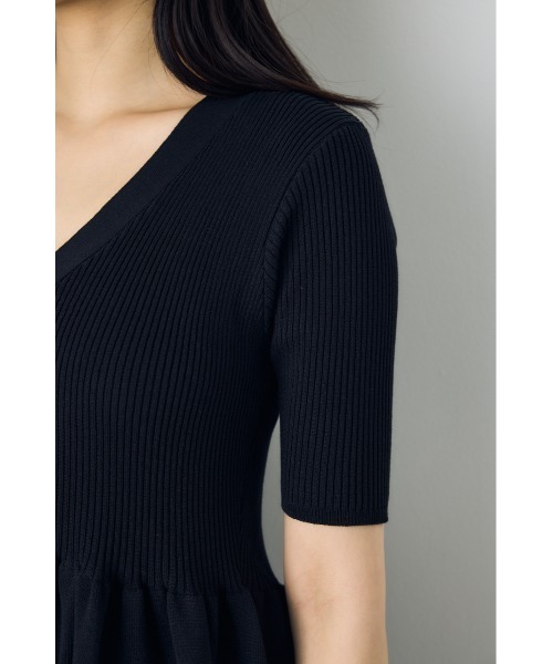 AZUL by moussy(アズールバイマウジー)の「【身長別着用画像あり】ペプラム5分袖ニットカーディガン 春服 夏服 秋服 体系カバー 着やせ(カーディガン/ボレロ・レディース・ライトグレー/アイボリー/ブラック・FREE)」の20枚目の写真