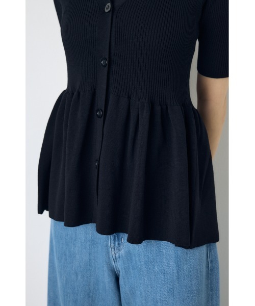 AZUL by moussy(アズールバイマウジー)の「【身長別着用画像あり】ペプラム5分袖ニットカーディガン 春服 夏服 秋服 体系カバー 着やせ(カーディガン/ボレロ・レディース・ライトグレー/アイボリー/ブラック・FREE)」の21枚目の写真