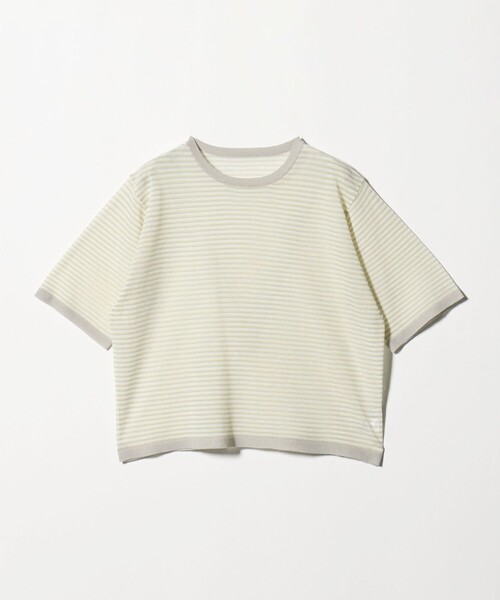 A DAY IN THE LIFE UNITED ARROWS(アデイインザライフユナイテッドアローズ)の「シアー マルチボーダー ショートスリーブニット ‐ウォッシャブル‐<A DAY IN THE LIFE>(ニット/セーター・レディース・ブラウン系/ライトグレー・FREE)」の2枚目の写真