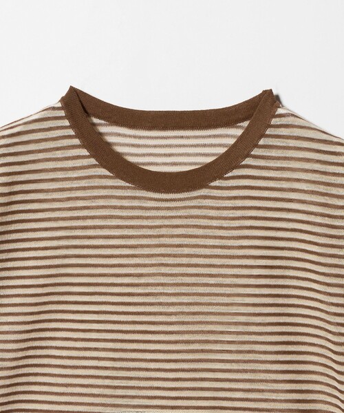 A DAY IN THE LIFE UNITED ARROWS(アデイインザライフユナイテッドアローズ)の「シアー マルチボーダー ショートスリーブニット ‐ウォッシャブル‐<A DAY IN THE LIFE>(ニット/セーター・レディース・ブラウン系/ライトグレー・FREE)」の12枚目の写真
