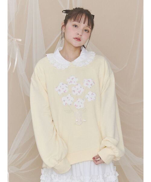 merry jenny(メリージェニー)の「花束コサージュスウェット(スウェット・レディース・ミント/イエロー/オフホワイト・FREE)」の3枚目の写真