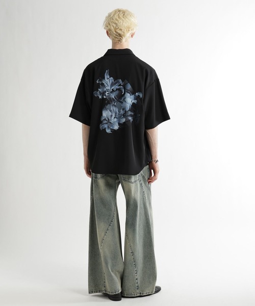 HARE(ハレ)の「フラワーコラージュバックプリントシャツ(HARE)(シャツ/ブラウス・メンズ・ブルー系その他/ブラック/オフホワイト・FREE)」の9枚目の写真