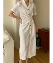 シングルブレストシャツワンピース