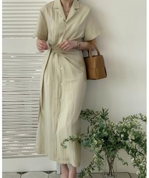 シングルブレストシャツワンピース