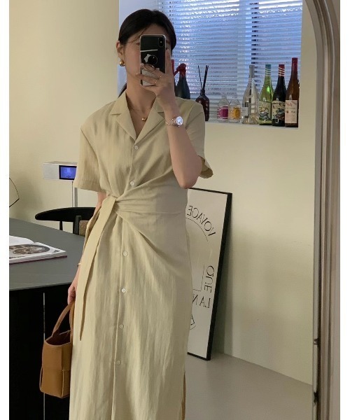 FAVORITO(ファヴォリート)の「シングルブレストシャツワンピース(シャツワンピース・レディース・ブラック/ホワイト/グリーン・F)」の13枚目の写真